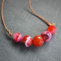 Leather Agate Necklace - Neon III